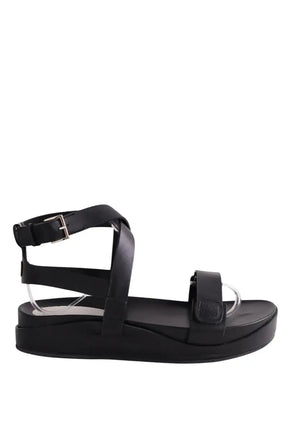 Sandales Ines de la Fressange Noir en Cuir, taille 41 - Seconde Main