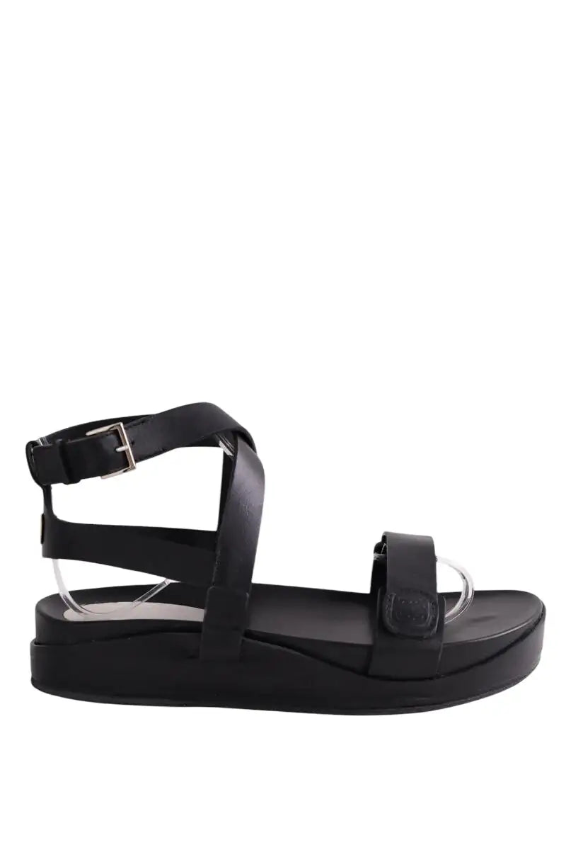 Sandales Ines de la Fressange Noir en Cuir, taille 41 - Seconde Main
