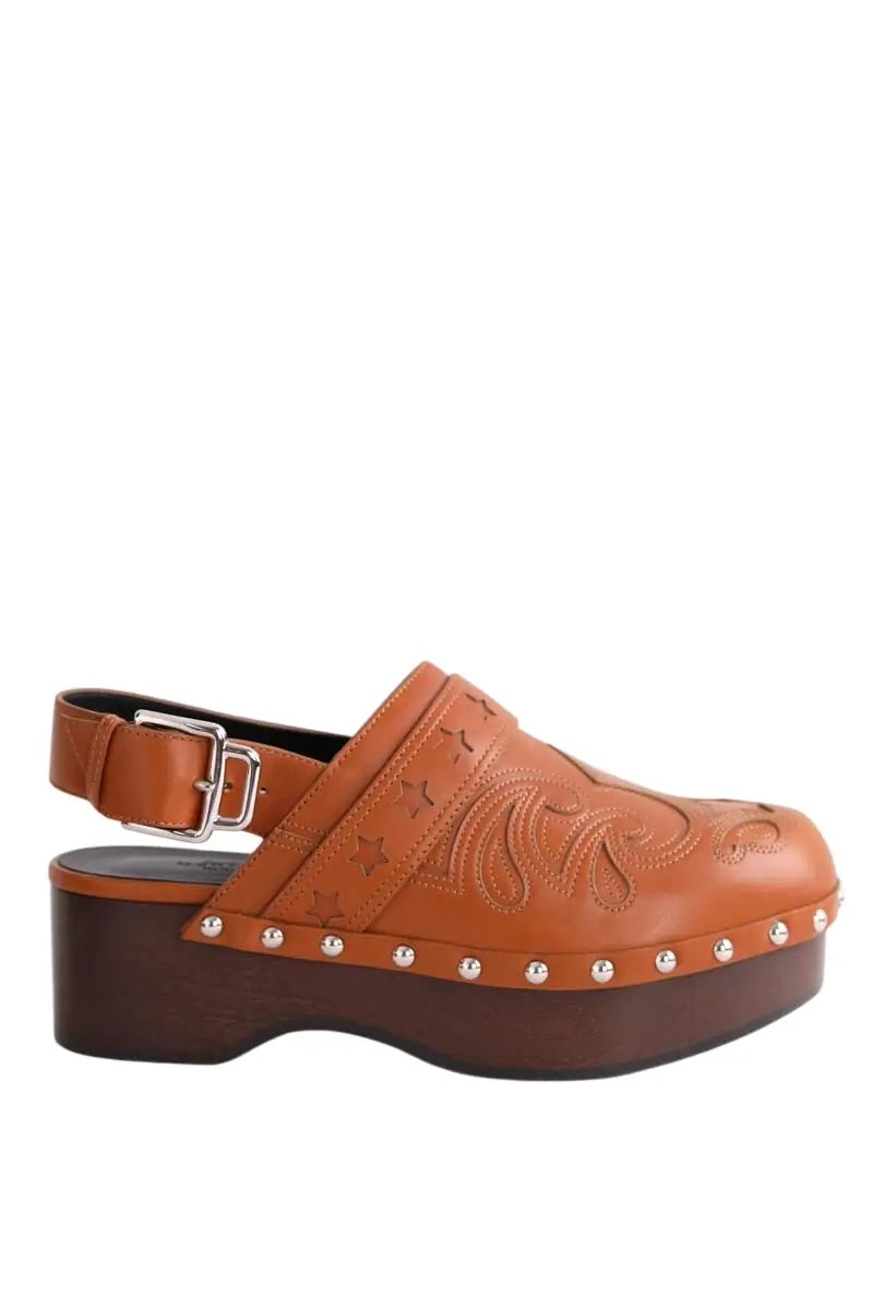 Mules Hippie Hermès HIPPIE Camel en Cuir, taille 35 - Seconde Main