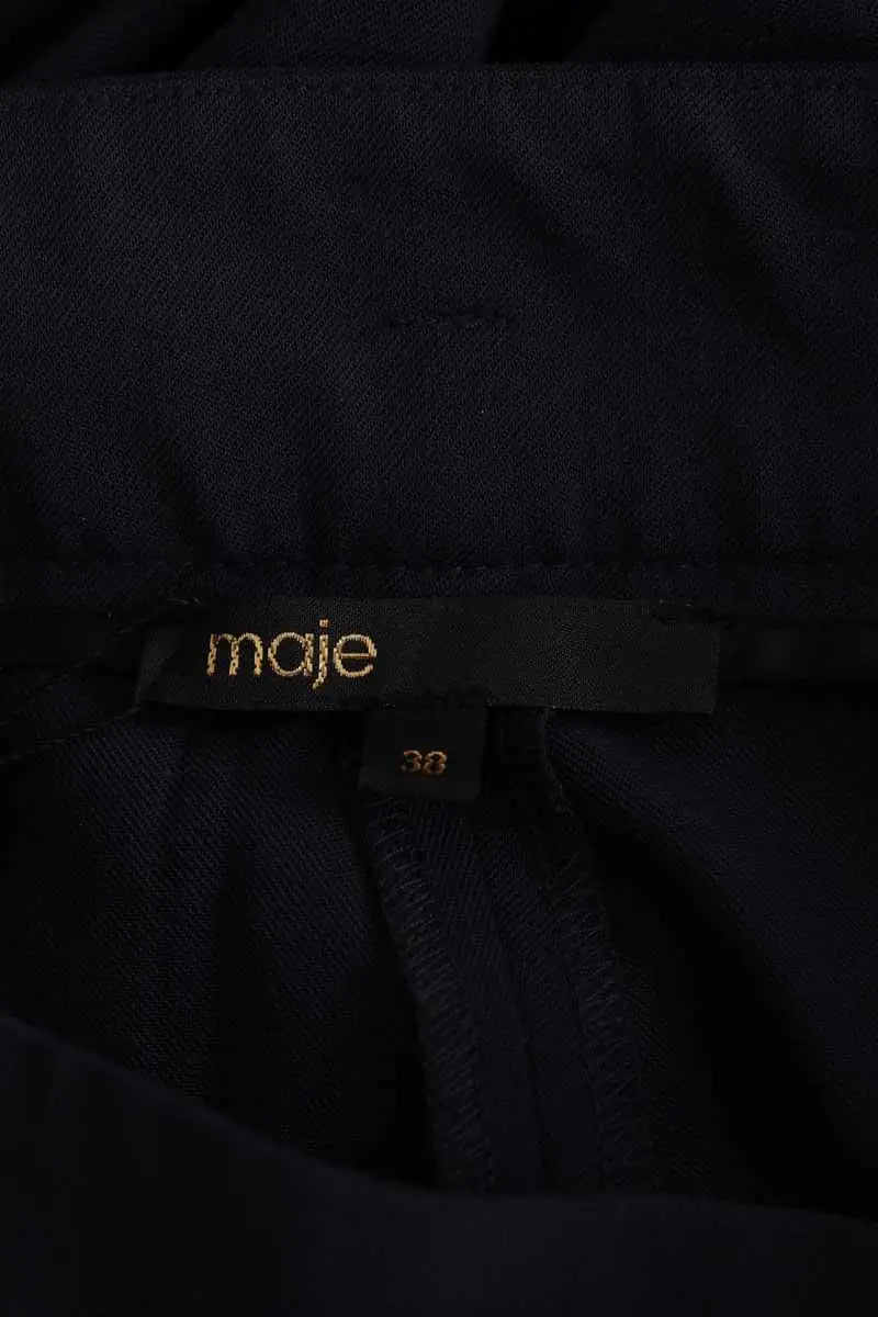 Pantalon droit Maje Marine en Synthétique