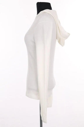 Pull ME + EM Stretch rib layering hoodie Ecru en Laine