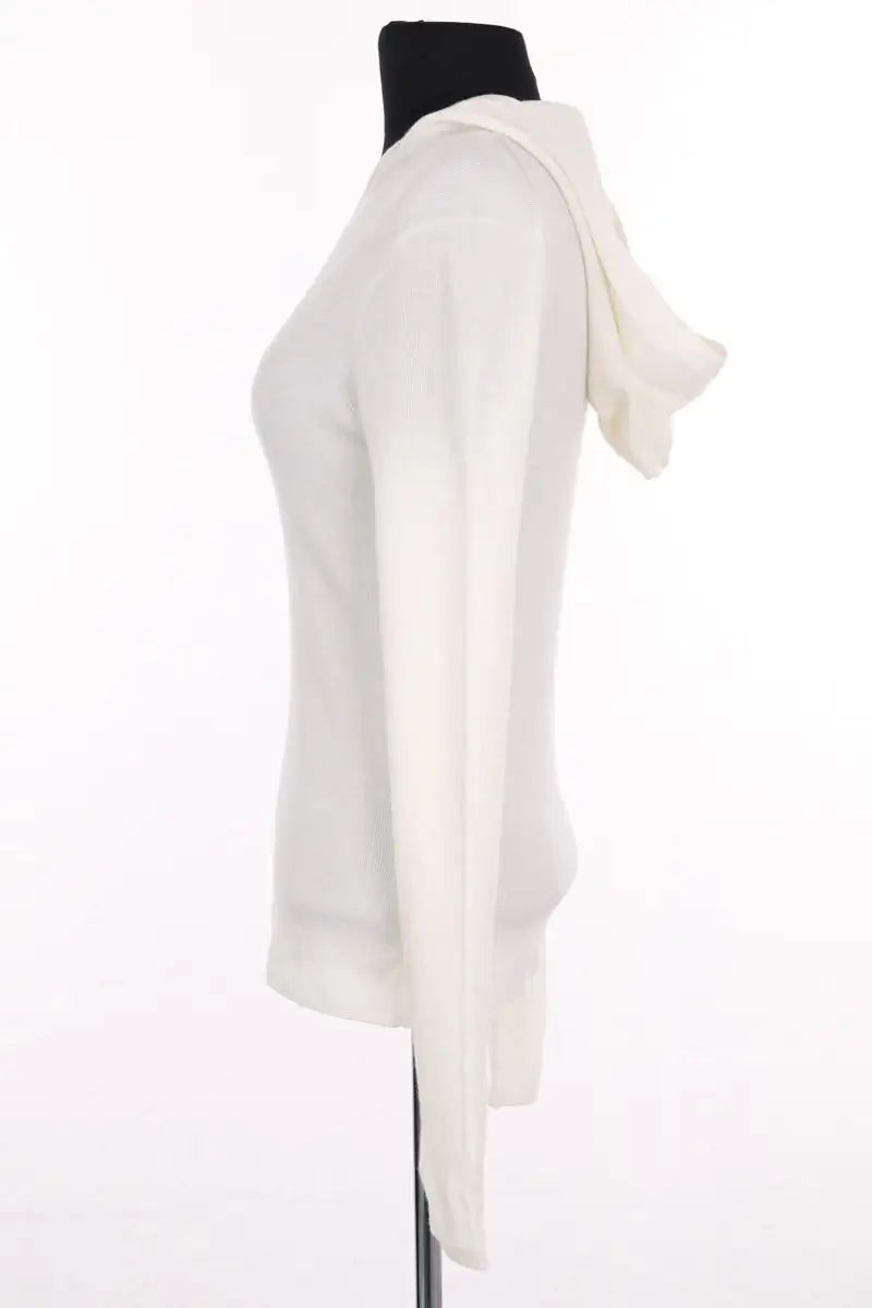 Pull ME + EM Stretch rib layering hoodie Ecru en Laine