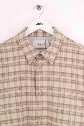 Veste Frame Woolen plaid overshirt Beige en Laine