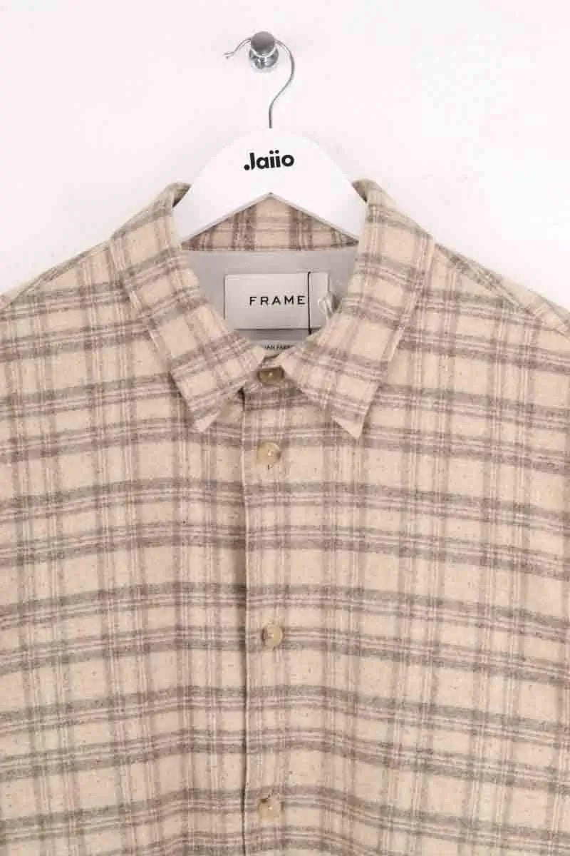 Veste Frame Woolen plaid overshirt Beige en Laine