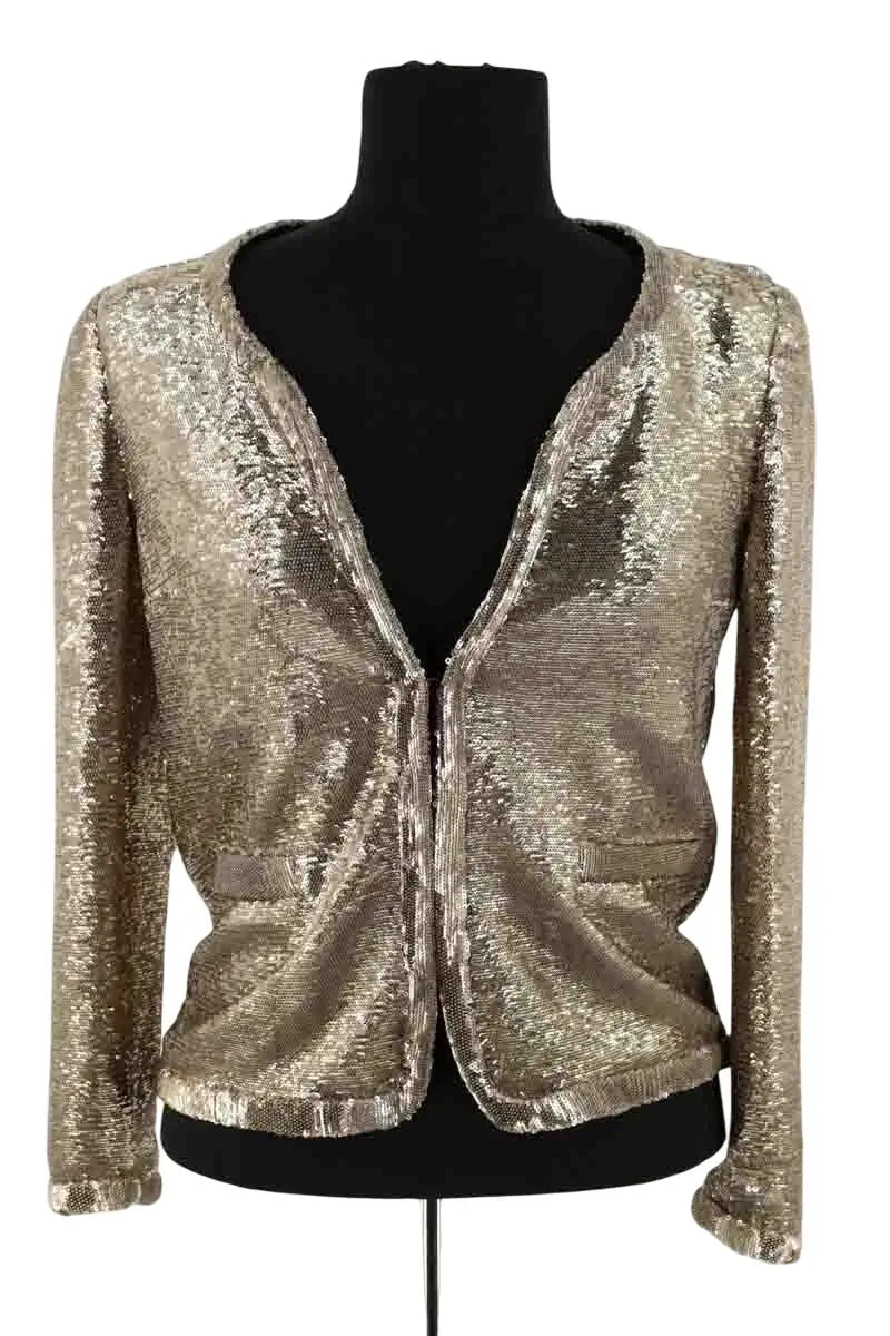 Veste Maje Doré en Paillettes, taille S - Seconde Main