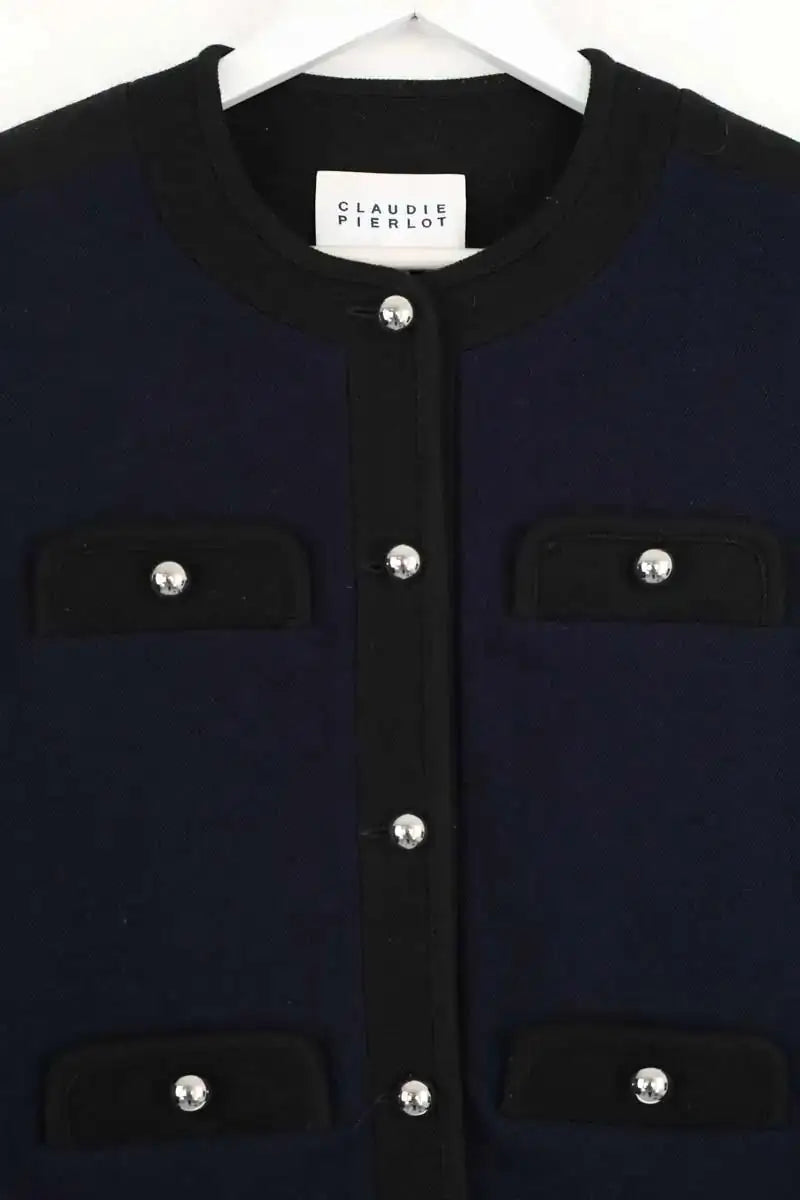 Gilet Claudie Pierlot Verlaine Bleu en Laine