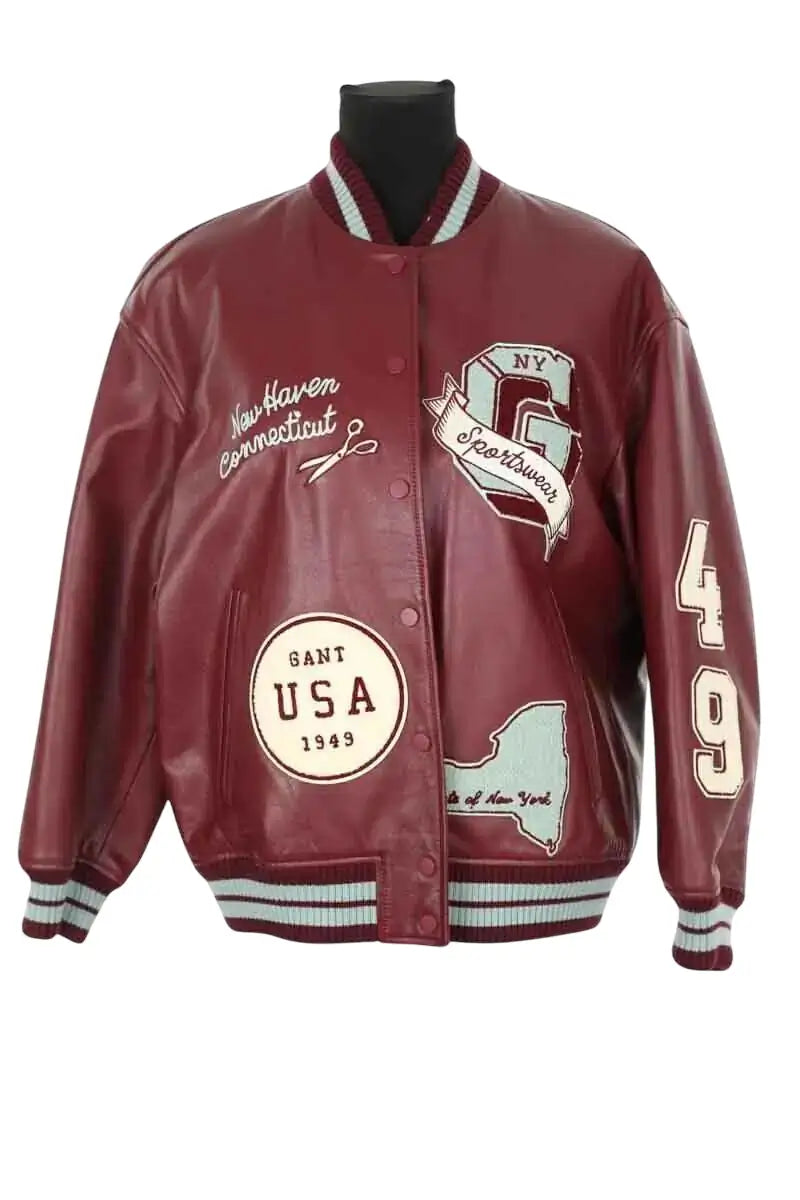 Blouson Gant Bordeaux en Cuir, taille S - Seconde Main