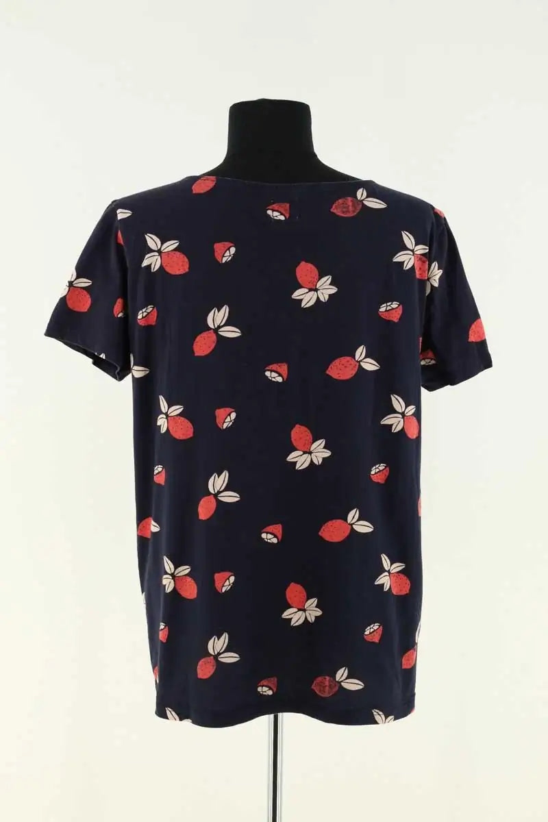 T-shirt Des Petits Hauts Marine en Coton