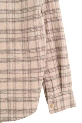 Veste Frame Woolen plaid overshirt Beige en Laine