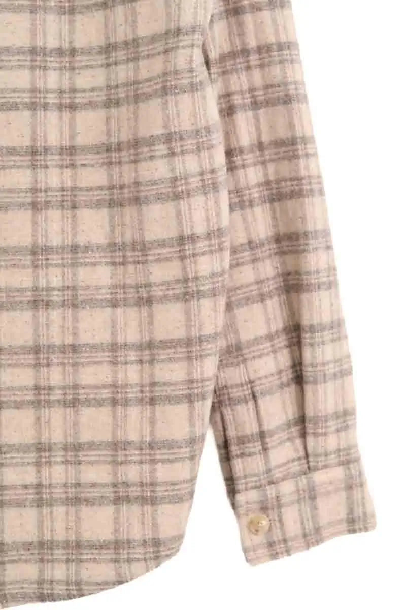 Veste Frame Woolen plaid overshirt Beige en Laine