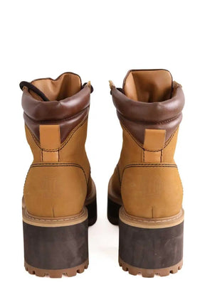 Boots à lacets Maje Camel en Daim