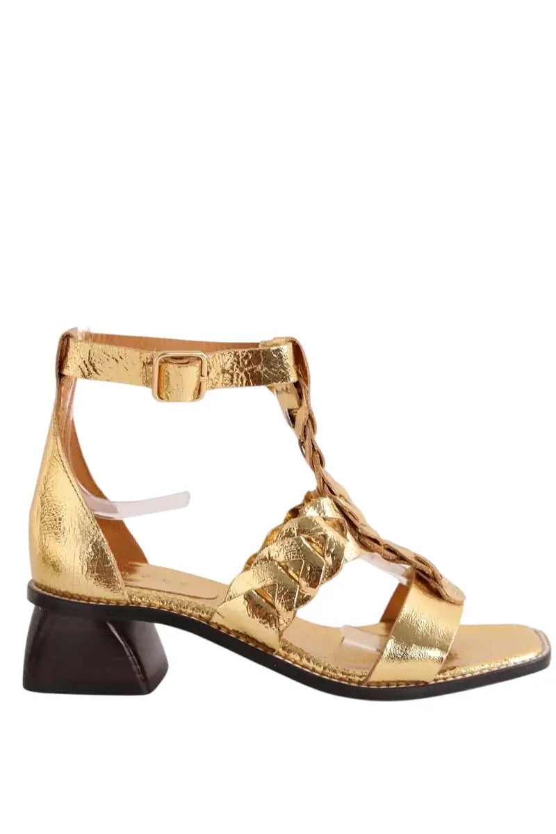 Sandales Sandro Doré en Cuir, taille 36 - Seconde Main