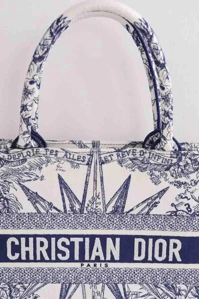 Cabas Dior Book tote medium Bleu en Tissu