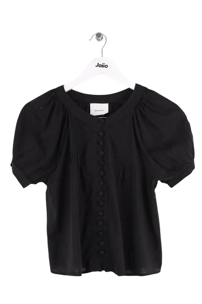Blouse Reformation Noir en Coton, taille S - Seconde Main