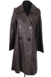 Manteau Jitrois Anthracite en Cuir, taille S - Seconde Main