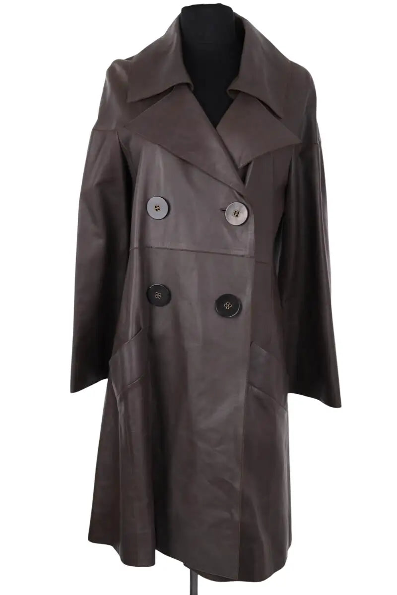 Manteau Jitrois Anthracite en Cuir, taille S - Seconde Main
