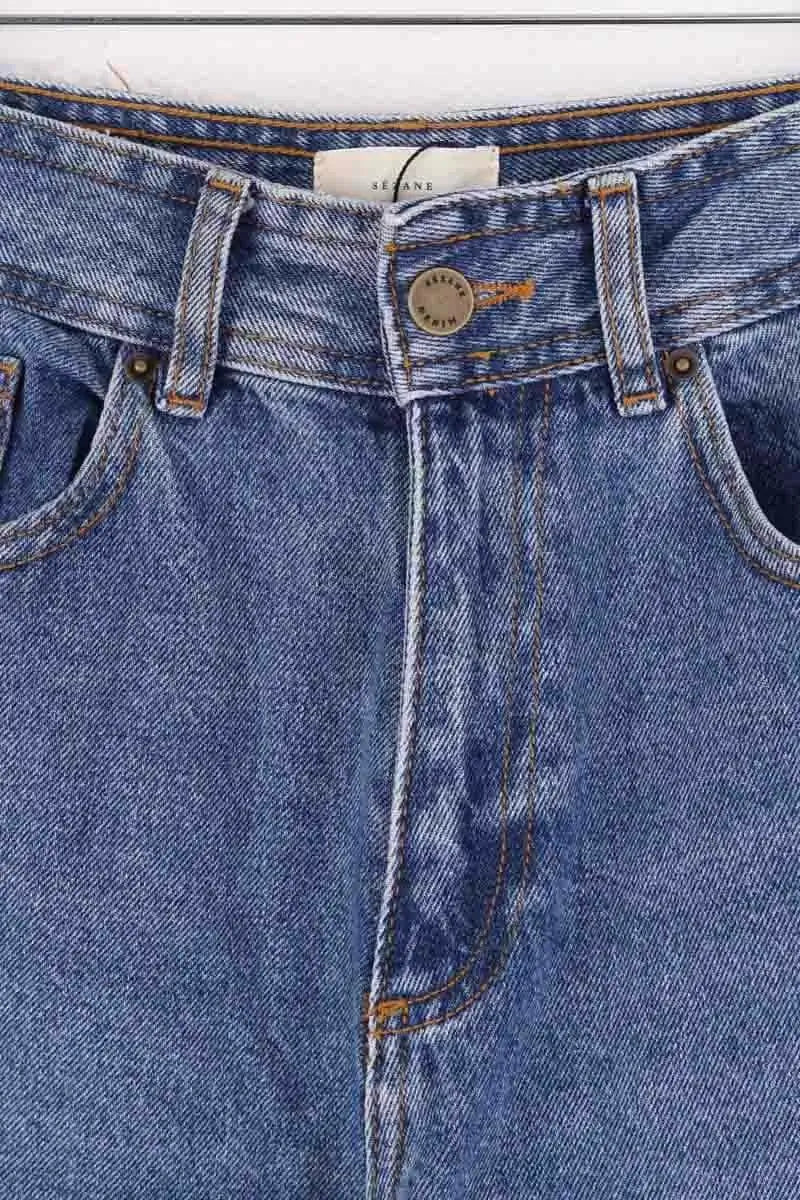 Jean large Sézane Bleu en Coton
