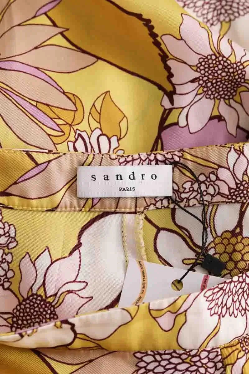Pantalon droit Sandro Jaune en Synthétique