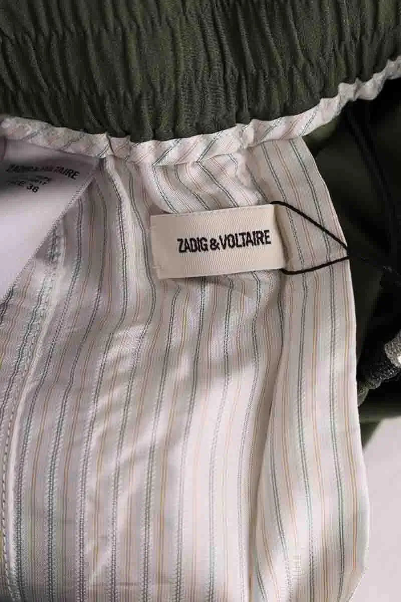 Pantalon droit Zadig & Voltaire Kaki en Synthétique