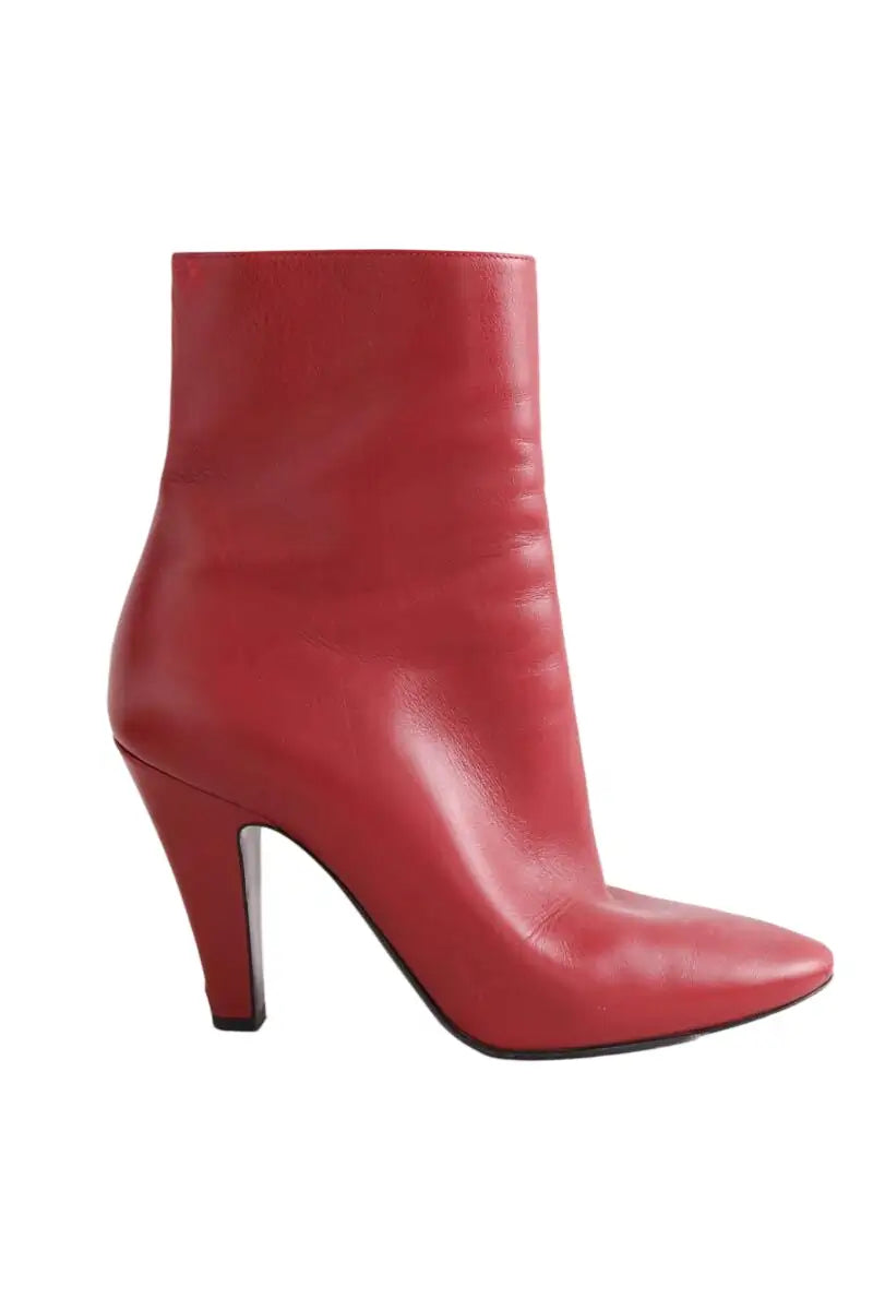 Boots Saint Laurent Bordeaux en Cuir, taille 38 - Seconde Main