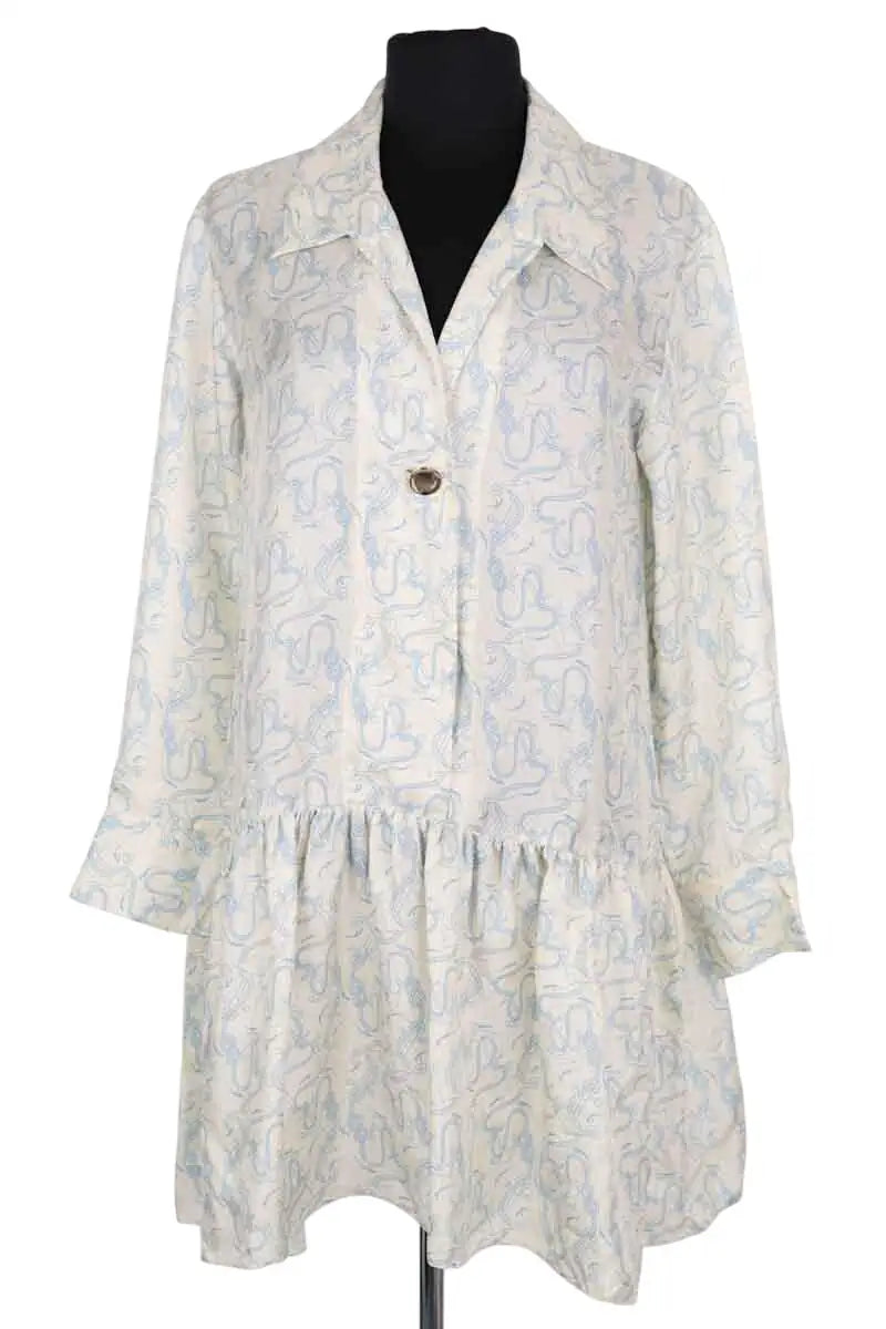 Robe Sandro Ecru en Soie, taille XS - Seconde Main