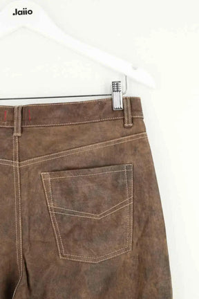 Pantalon droit Zadig & Voltaire John Marron en Cuir