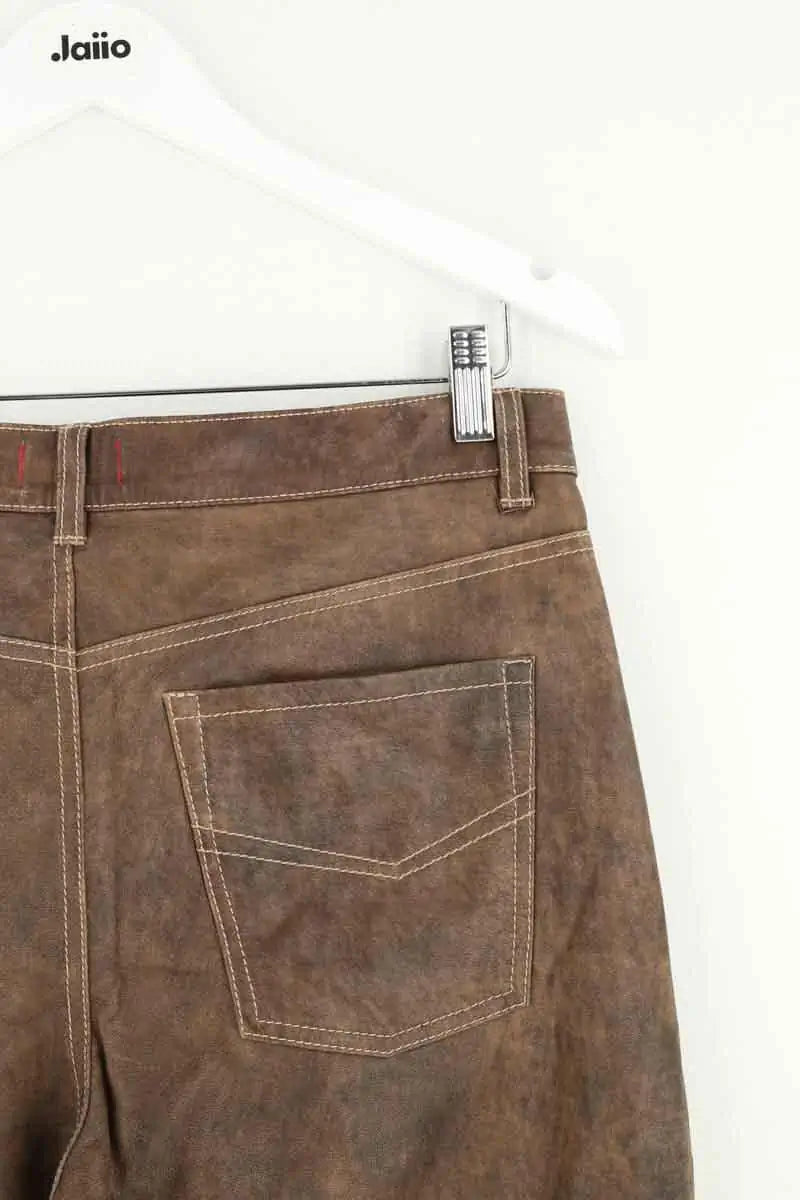 Pantalon droit Zadig & Voltaire John Marron en Cuir