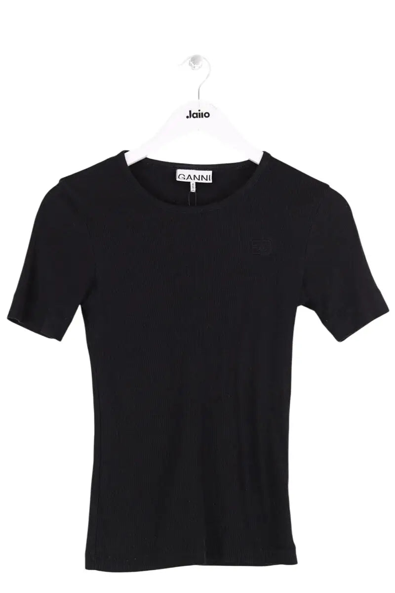 T-shirt Ganni Noir en Coton, taille XXS - Seconde Main