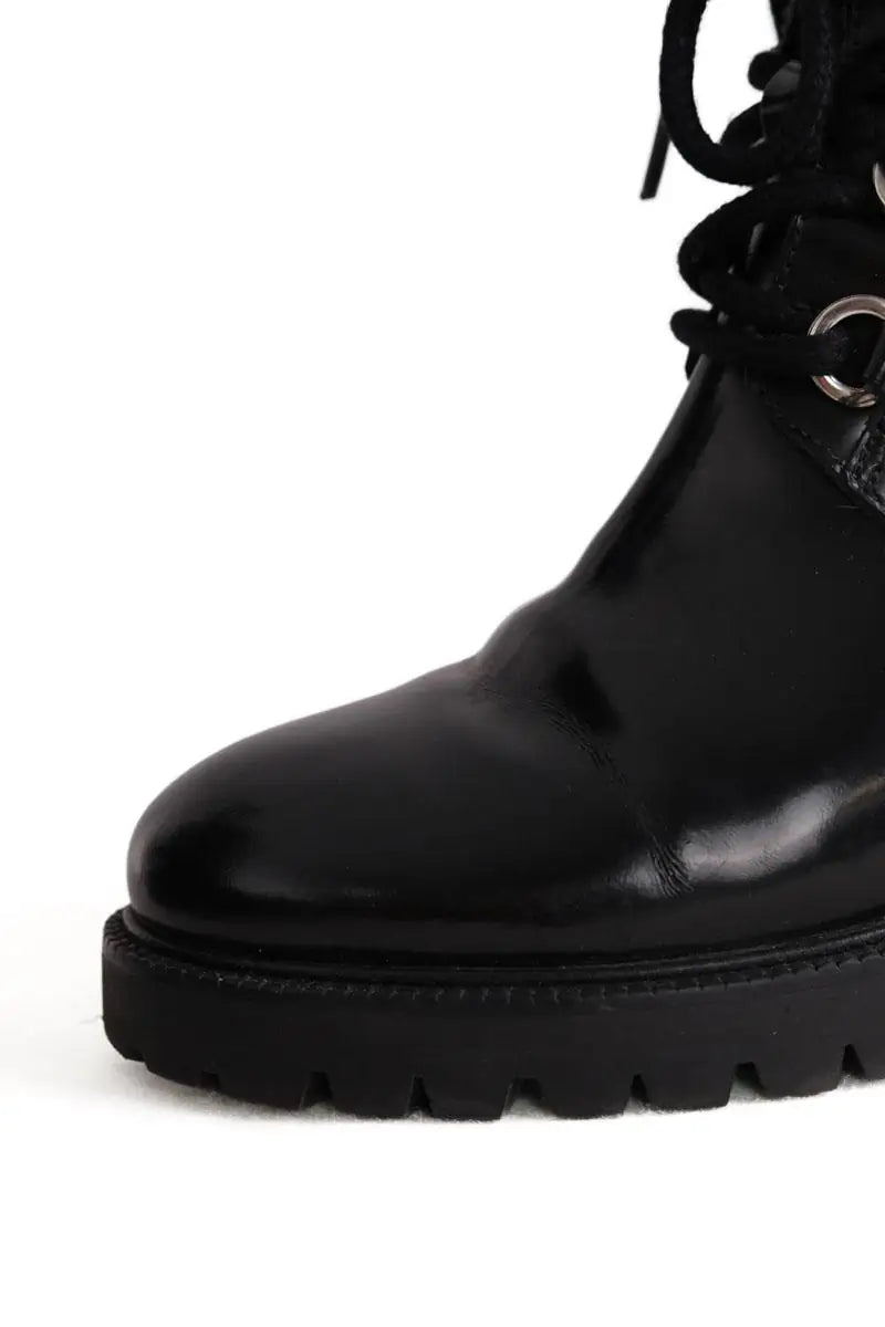 Boots à lacets Maje Noir en Cuir