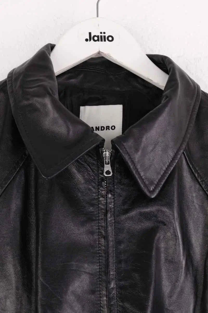 Blouson Sandro Noir en Cuir