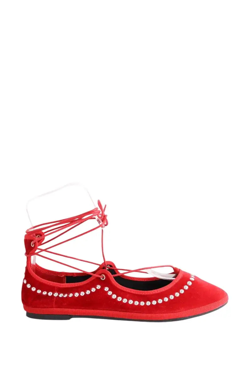 Ballerines Ilio Smeraldo Rouge en Velours, taille 39 - Seconde Main