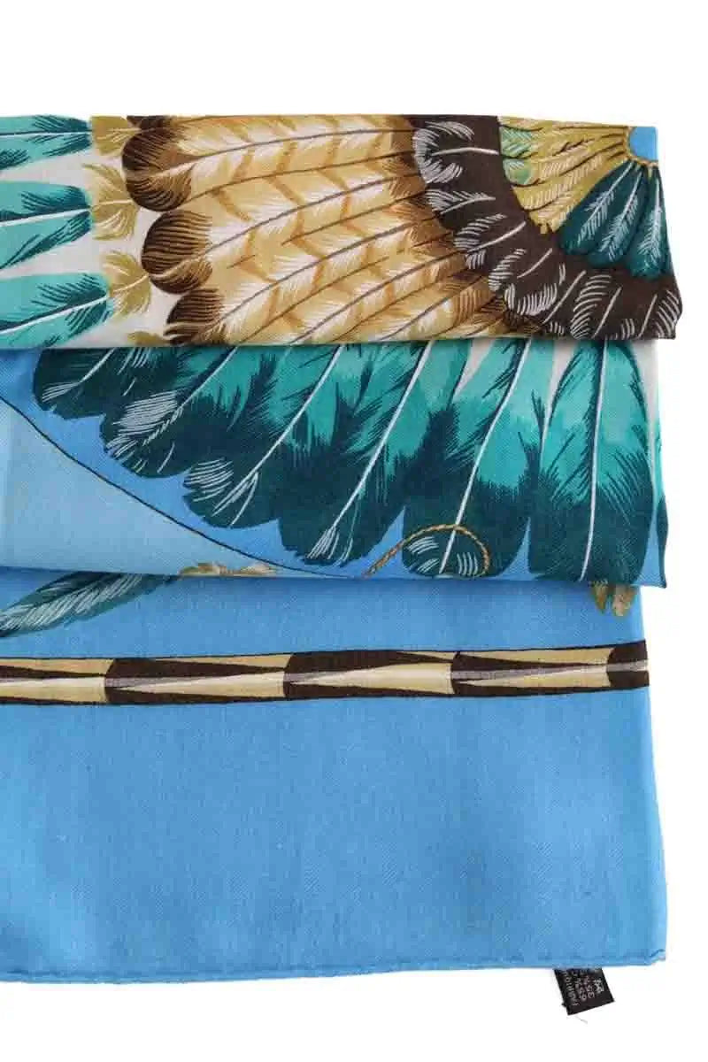 Foulard Hermès Brazil Bleu en Cachemire