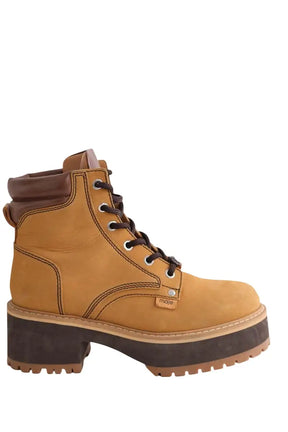 Boots à lacets Maje Camel en Daim, taille 36 - Seconde Main