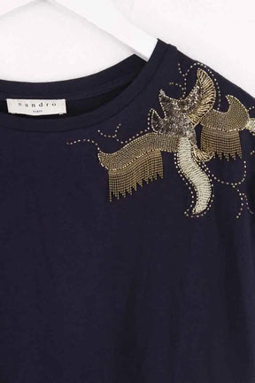 T-shirt Sandro Marine en Coton