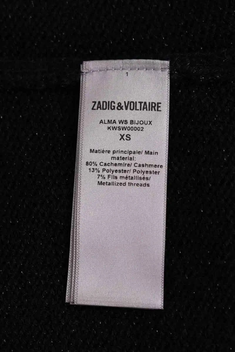 Pull Zadig & Voltaire Alma Bijoux Noir en Cachemire