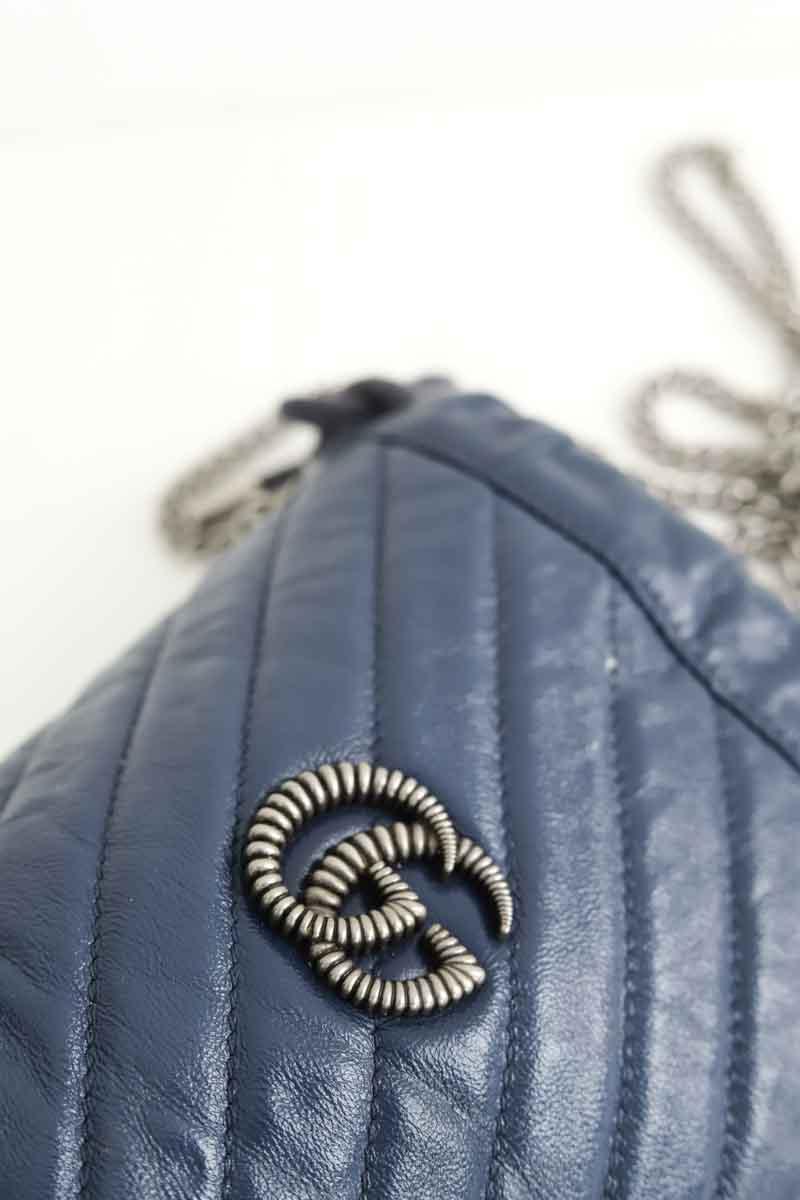 Sac à bandoulière Gucci GG Marmont Chain Bucket Marine