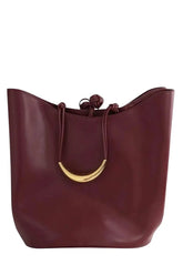 Cabas Bottega Veneta Grand double clam bucket bag Bordeaux en Cuir - Seconde Main