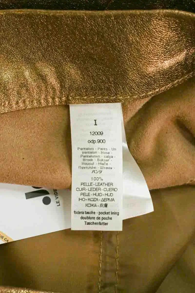 Pantalon droit Forte_Forte Doré en Cuir