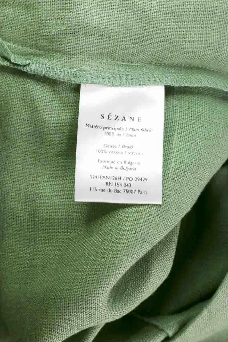 Pantalon Sézane Vert en Lin