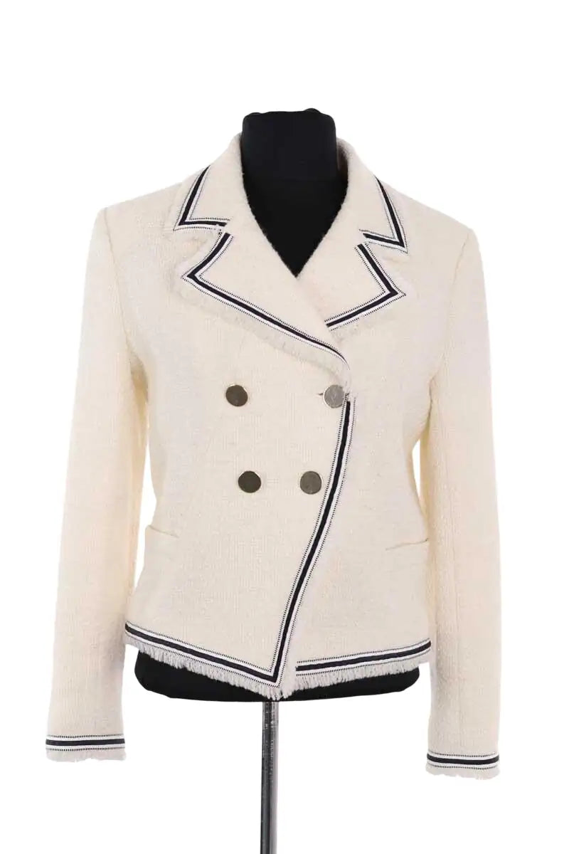 Veste Claudie Pierlot Blanc en Synthétique, taille M - Seconde Main