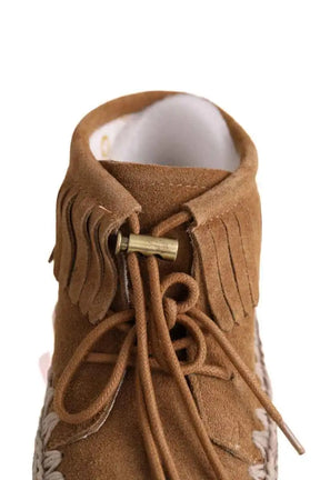 Boots Mou Suede mini boot with fringes Camel en Daim