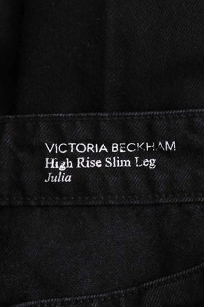 Jean droit Victoria Beckham High Rise Julia Noir en Coton