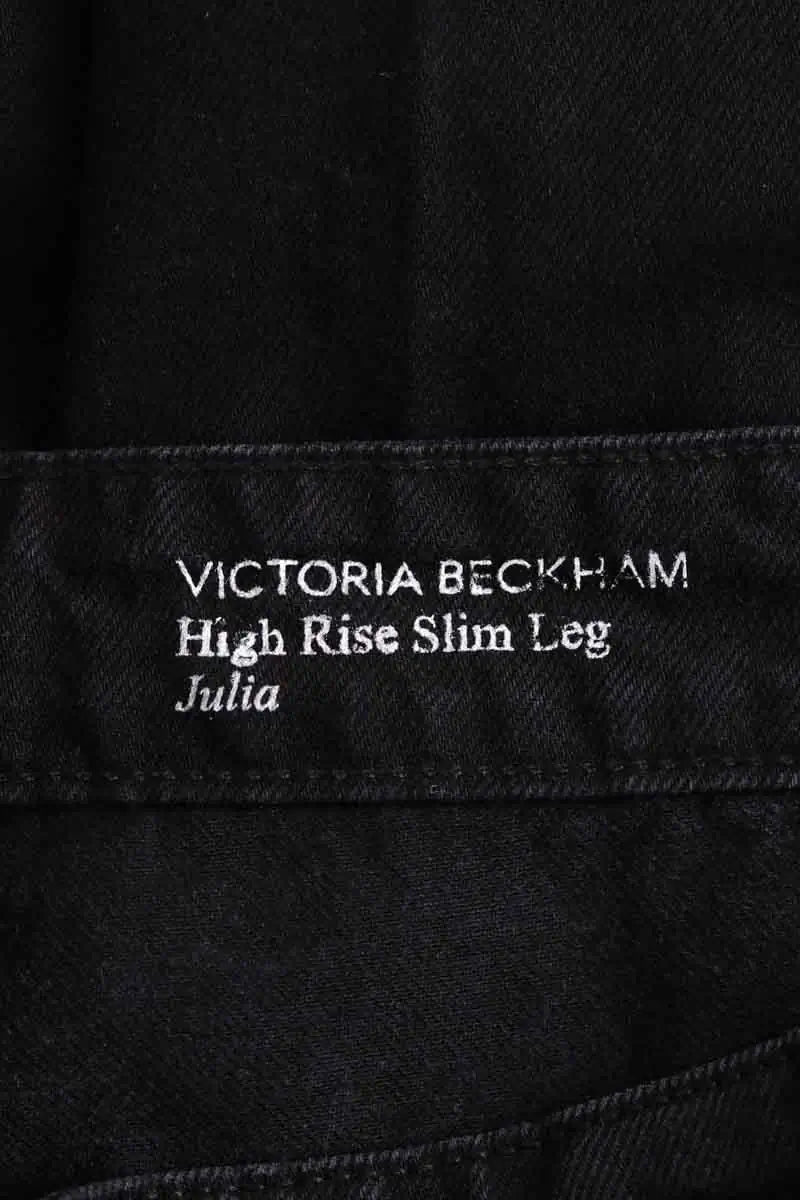 Jean droit Victoria Beckham High Rise Julia Noir en Coton