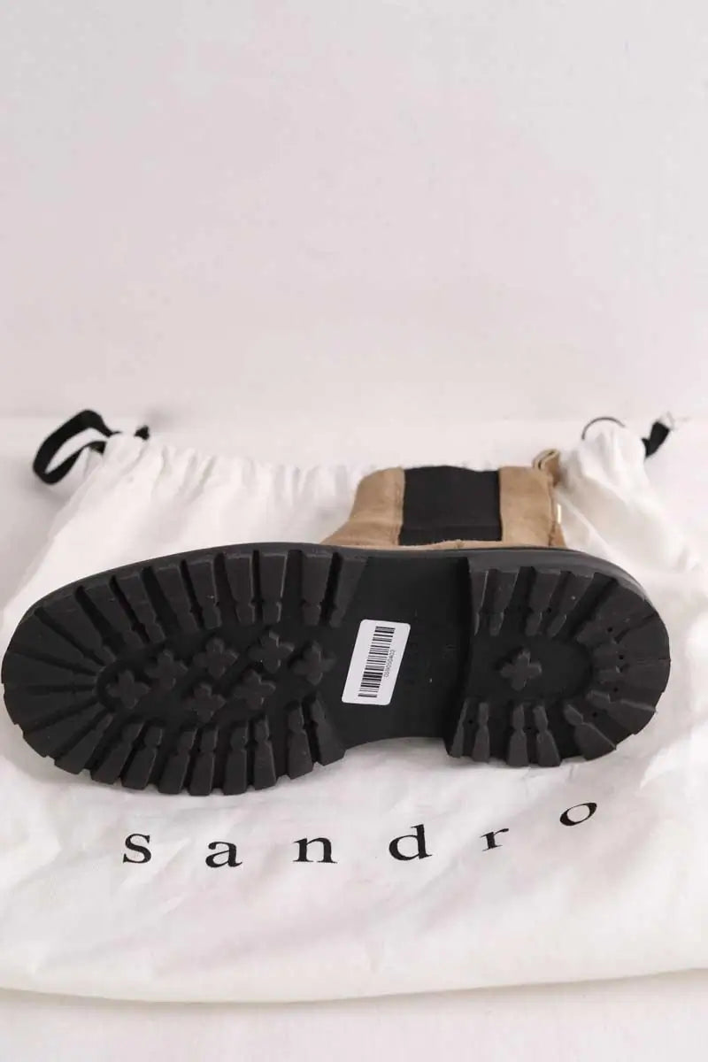 Boots motardes Sandro Beige en Daim