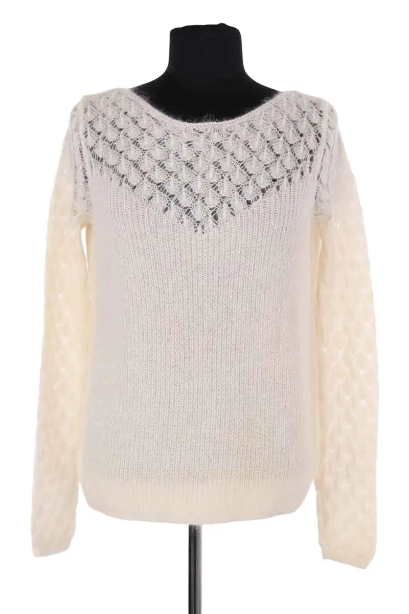 Pull Sézane Ecru en Laine, taille XS - Seconde Main