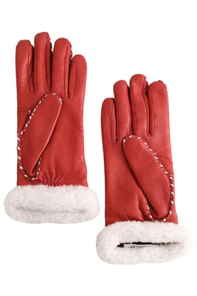 Gants Agnelle Rouge en Cuir