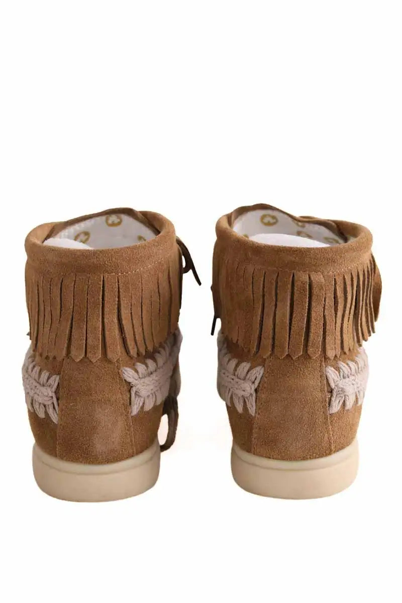 Boots Mou Suede mini boot with fringes Camel en Daim