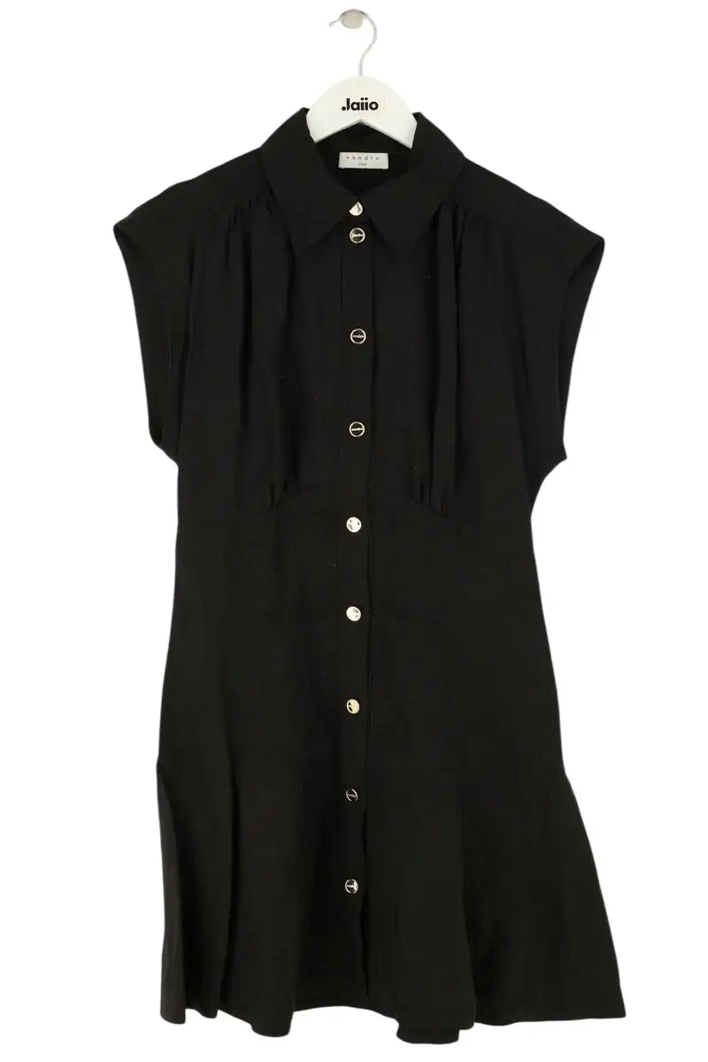Robe Sandro Noir en Viscose, taille S - Seconde Main