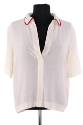 Blouse Sandro Beige en Soie, taille S - Seconde Main