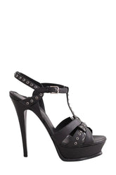 Talons Yves Saint Laurent Noir en Cuir, taille 38 - Seconde Main